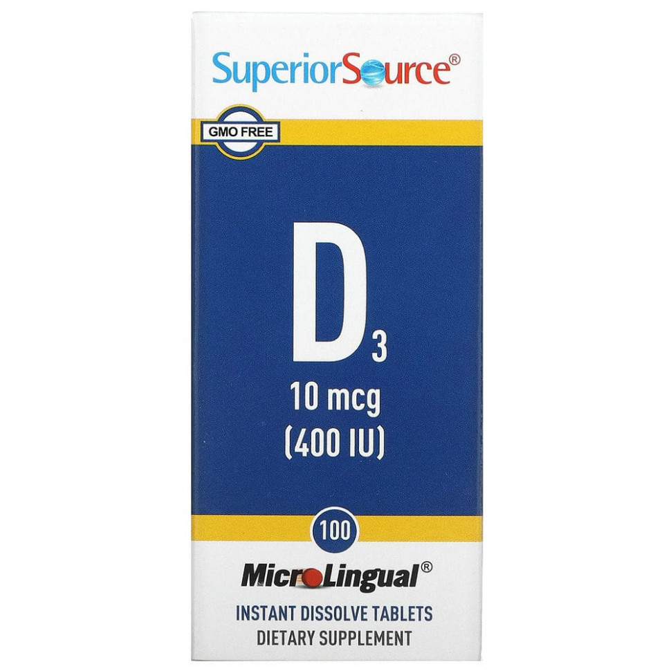   Superior Source, MicroLingual,  D3, 400 IU, 100     -     -,    