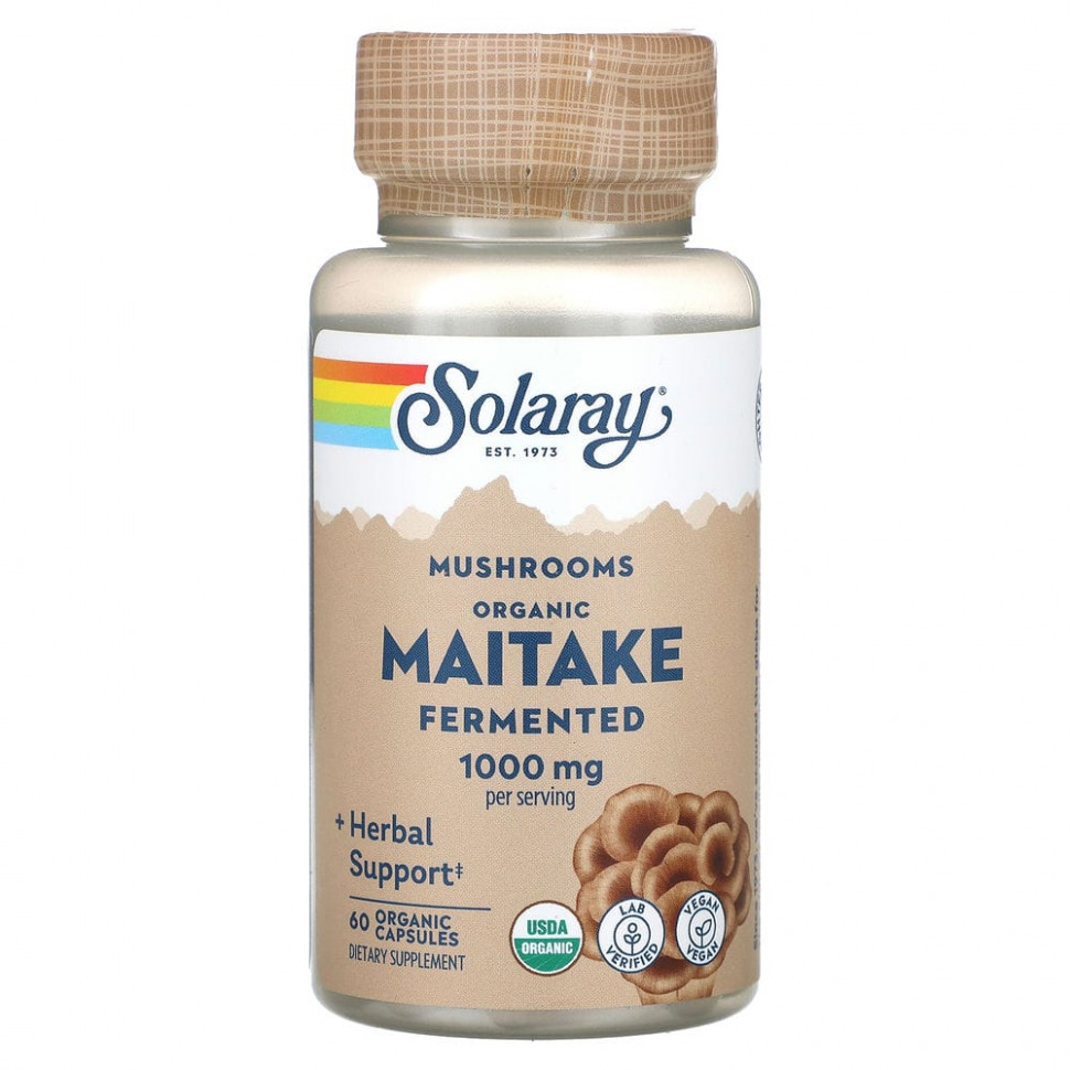   Solaray, Fermented Maitake, Mushrooms, 500 mg, 60 Organic Capsules    -     -,    