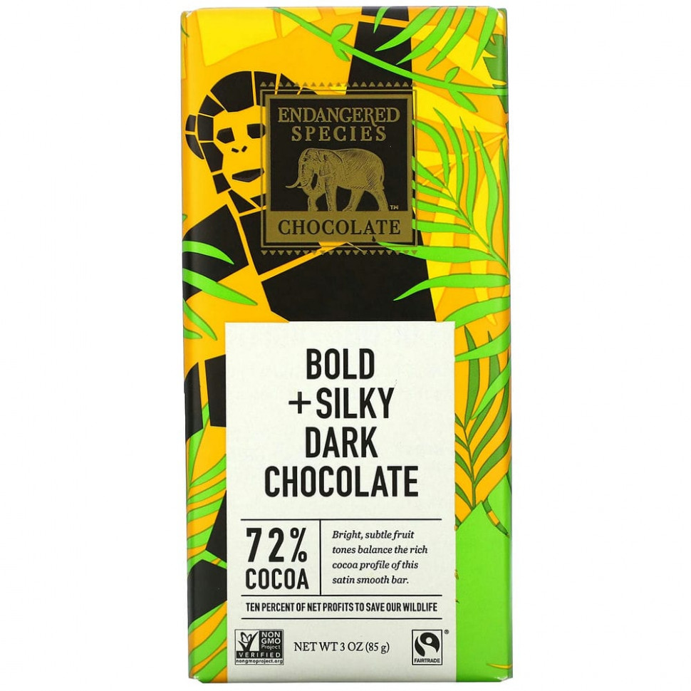   Endangered Species Chocolate,   Bold + Silky, 72% , 3  (85 )    -     -,    