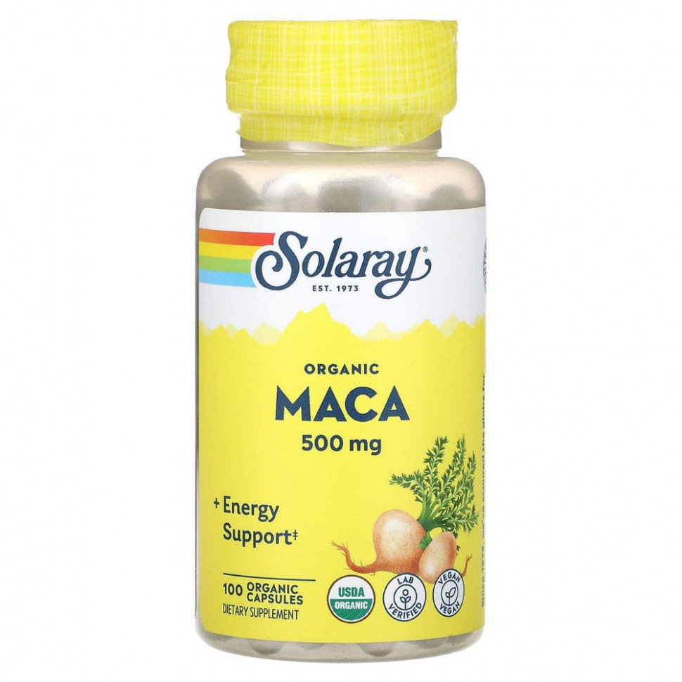   Solaray, Organic Maca, 500 mg, 100 Organic Capsules    -     -,    