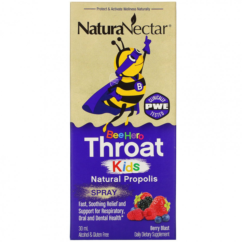   NaturaNectar, Bee Hero Throat Kids,    , Berry Blast, 30     -     -,    