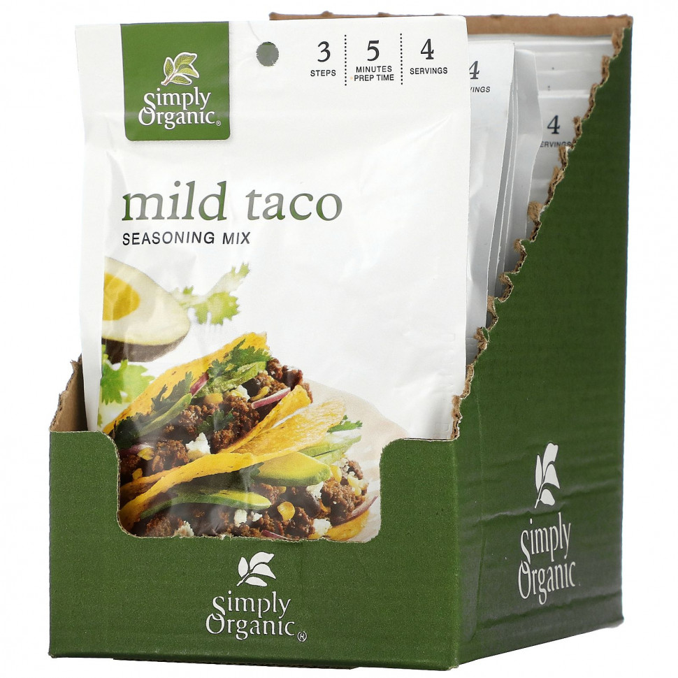   Simply Organic, Mild Taco Seasoning Mix, 12 Packets. 1 oz (28 g) Each    -     -,    