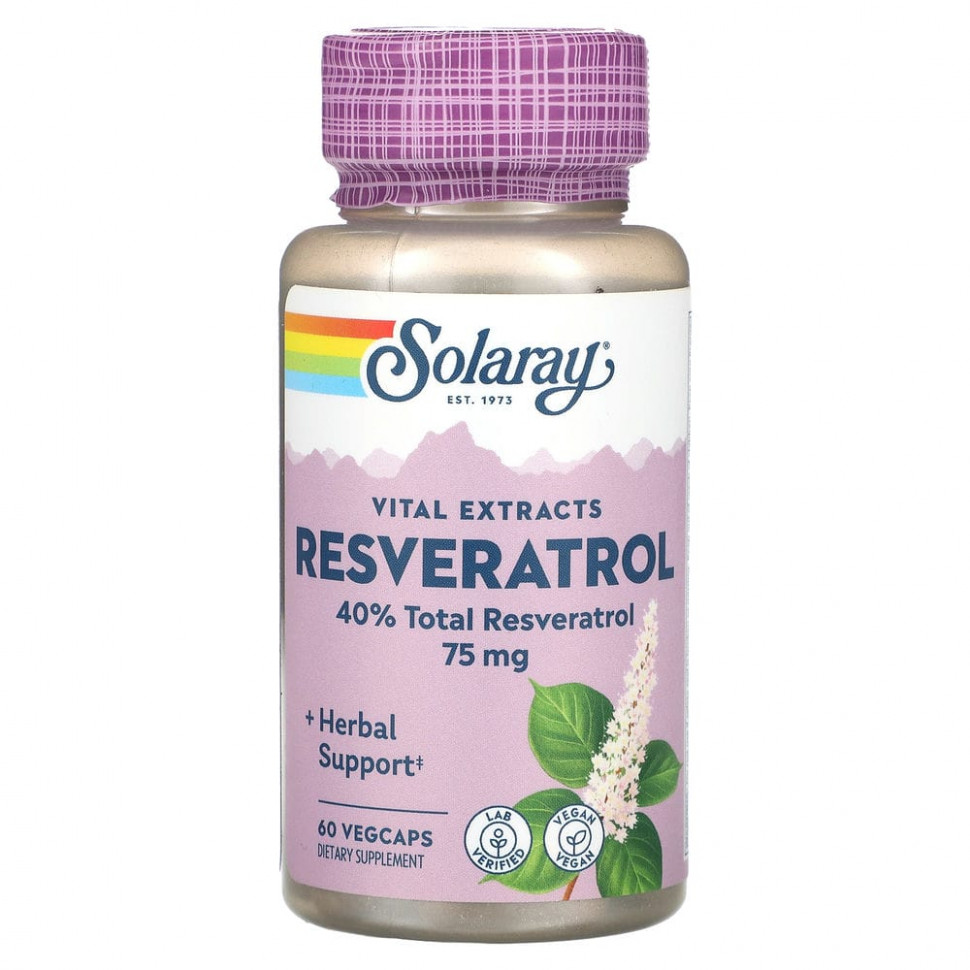   Solaray, Vital Extracts, Resveratrol, 75 mg, 60 VegCaps    -     -,    