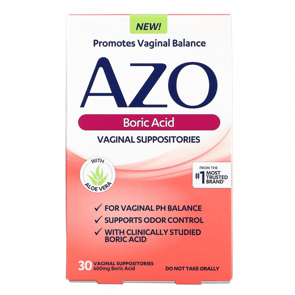   Azo, Boric Acid, Vaginal Supositories, 600 mg, 30 Suppositories    -     -,    