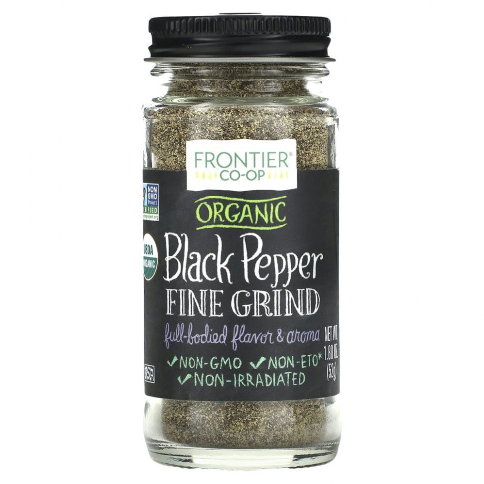   Frontier Co-op, Organic Black Pepper, Fine Grind, 1.80 oz (52 g)    -     -,    