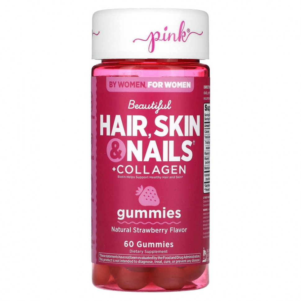   Pink, Beautiful Hair, Skin & Nails + Collagen,  , 60      -     -,    