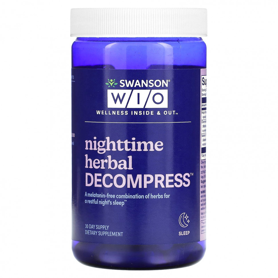   Swanson WIO, Nighttime Herbal Decompress, 30     -     -,    