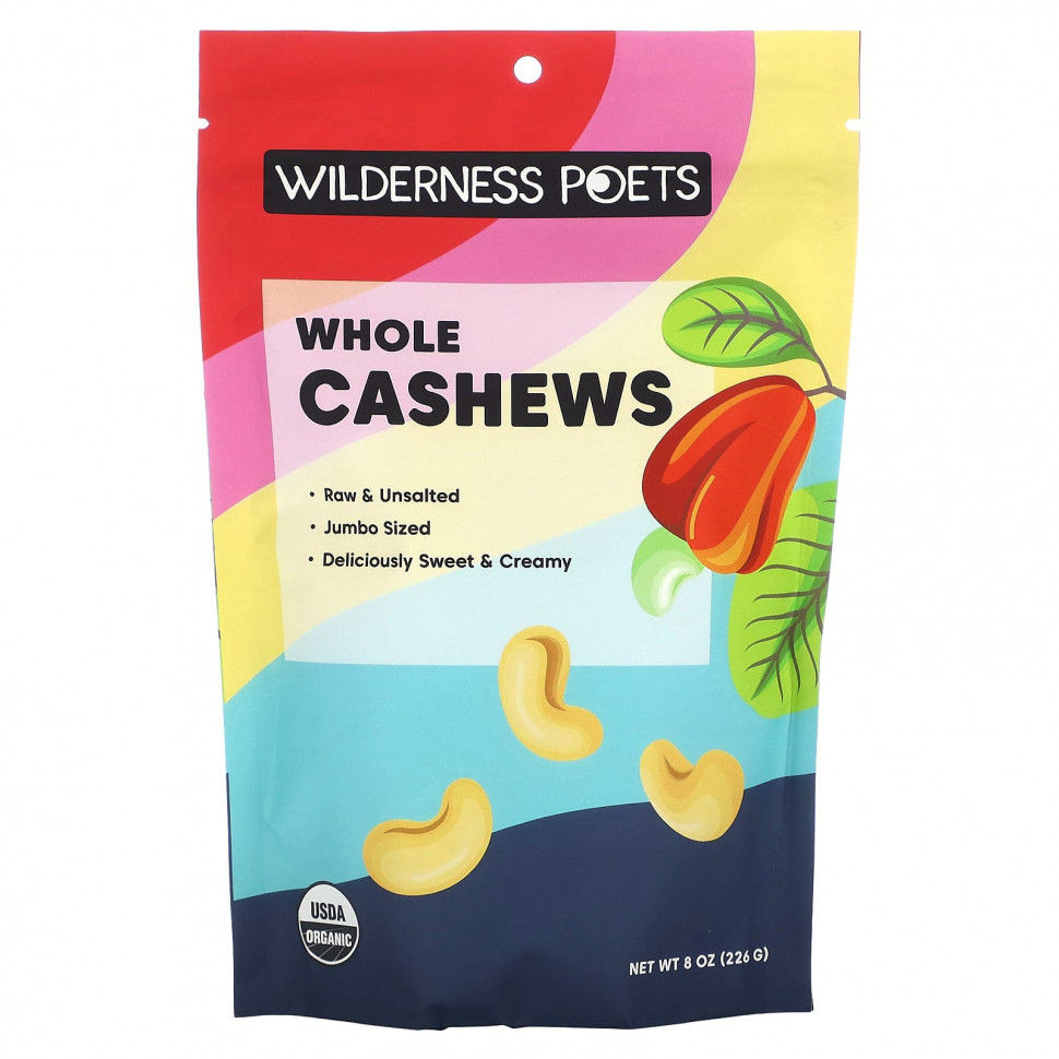   Wilderness Poets, Cashews (Anacardium Occidentale), 8 oz (226.8 g)    -     -,    