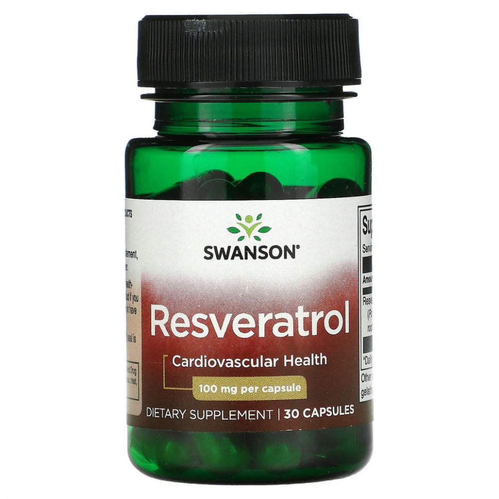   Swanson, Resveratrol, Cardiovascular, 100 mg, 30 Capsules    -     -,    