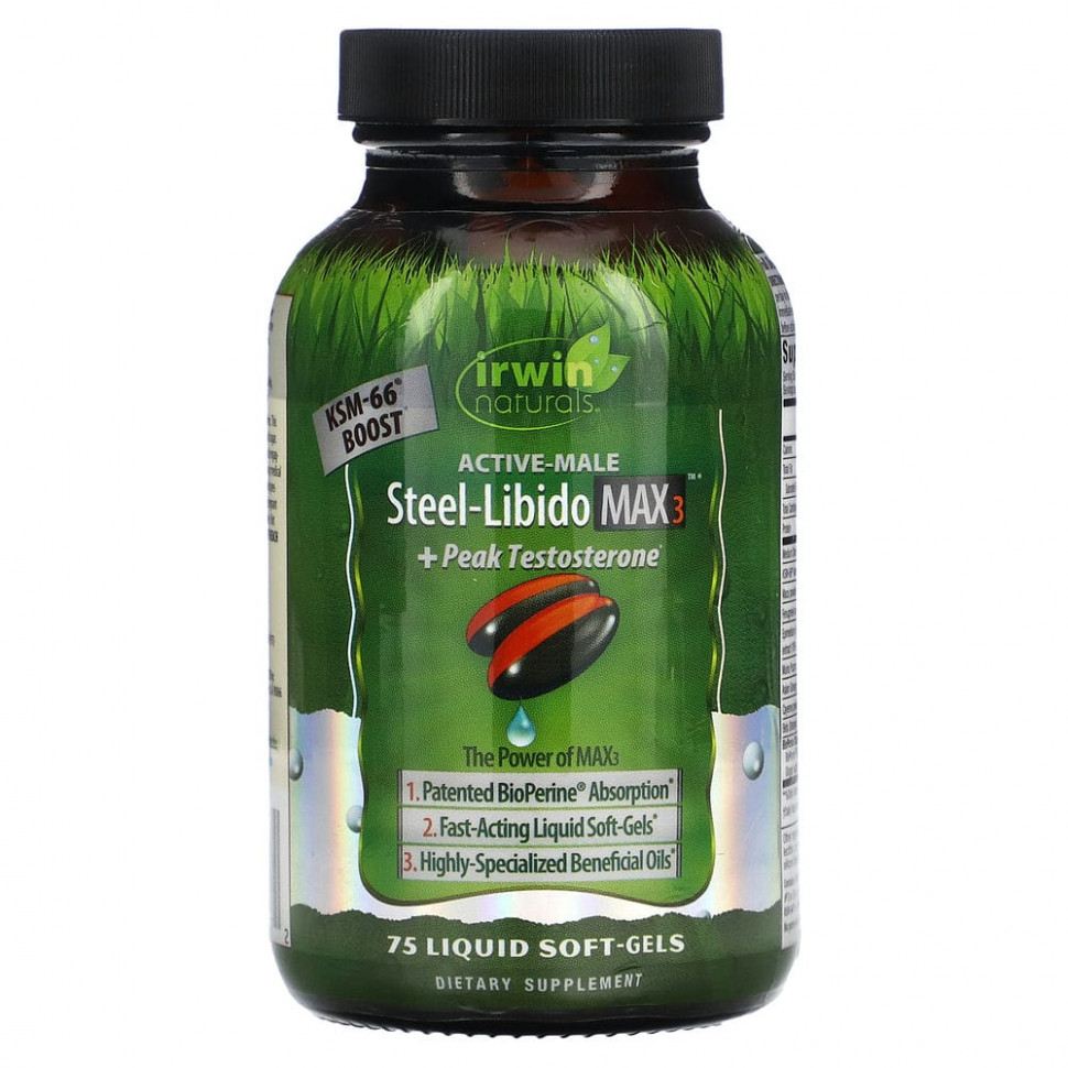   Irwin Naturals, Steel Libido Max 3 + Peak Testosterone, 75      -     -,    