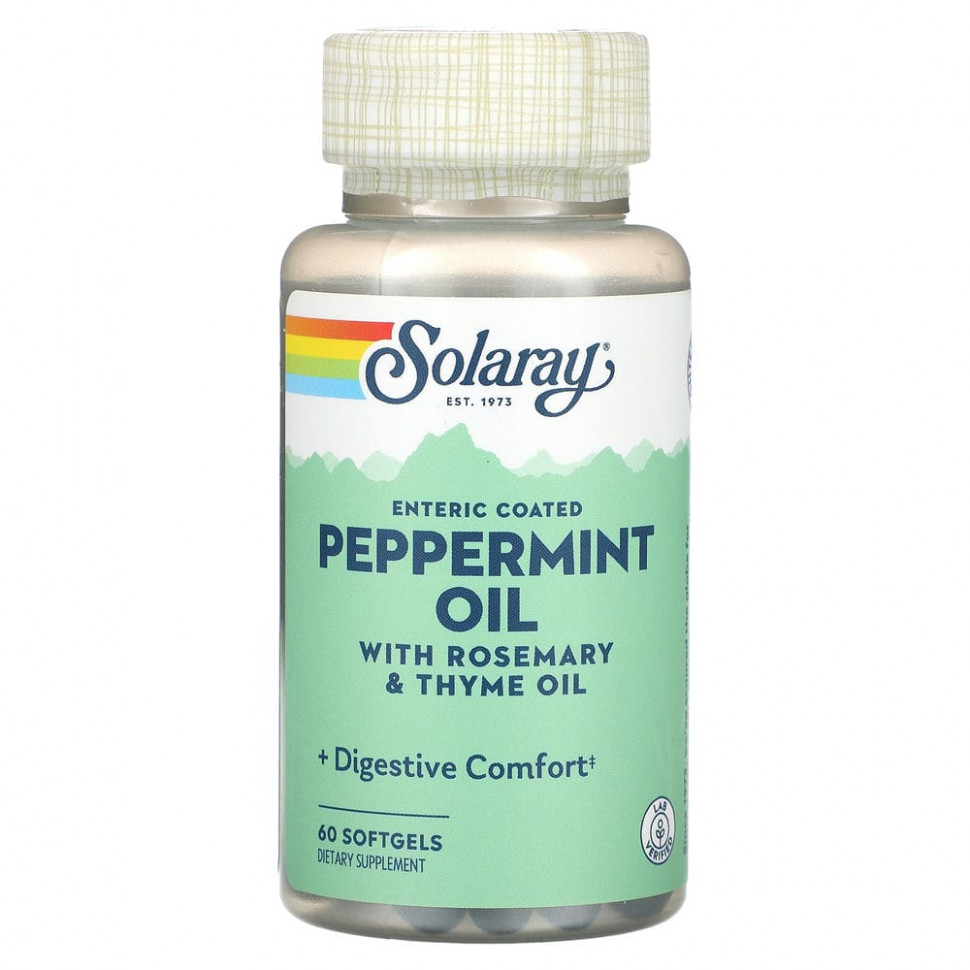   Solaray, Peppermint Oil, 60 Softgels    -     -,    