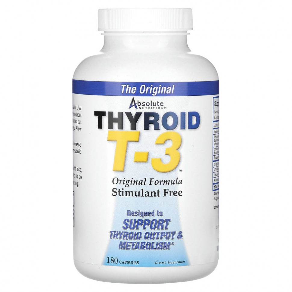   Absolute Nutrition, Thyroid T-3 (  T-3),  , 180     -     -,    