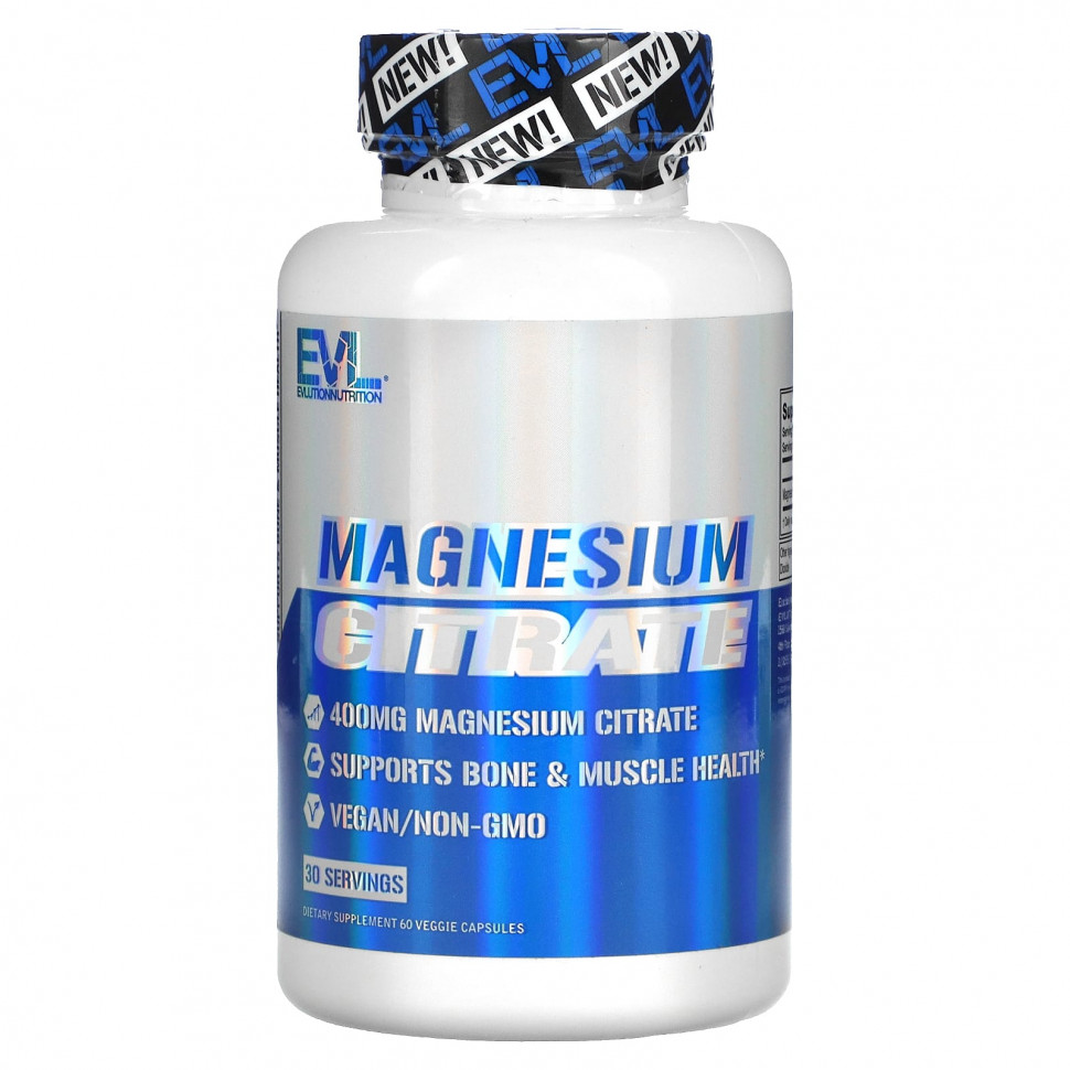   EVLution Nutrition, Magnesium Citrate, 200 mg, 60 Veggie Capsules    -     -,    