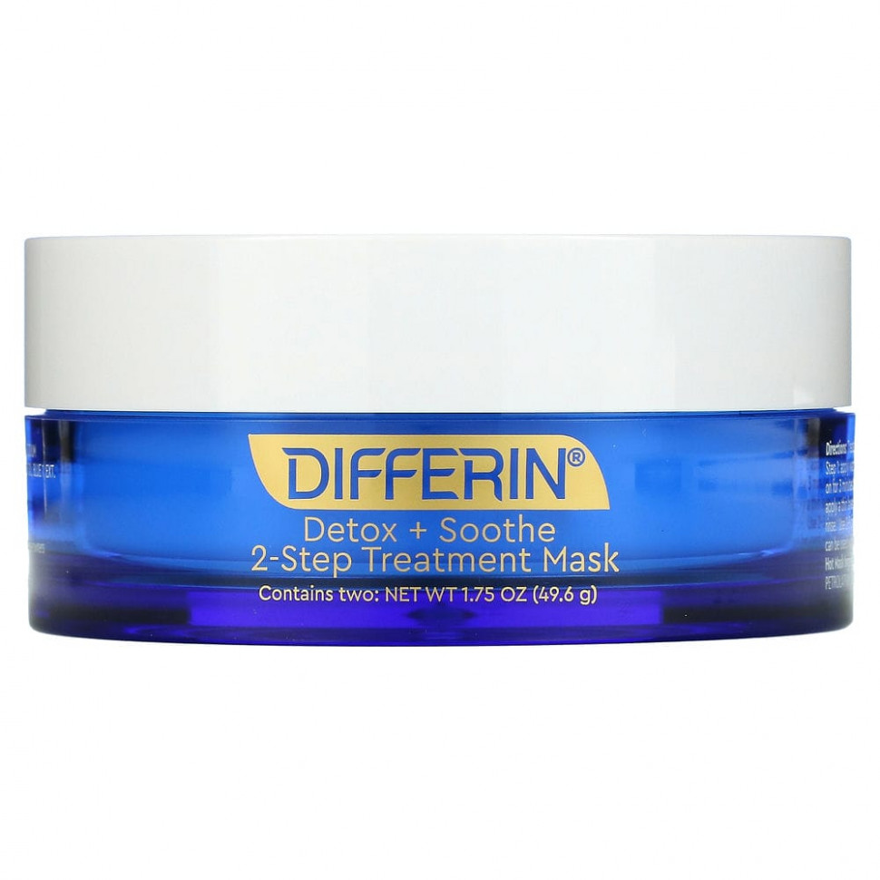   Differin, Detox + Soothe, 2-Step Beauty Treatment Mask, 1.75 oz (49.6 g)    -     -,    