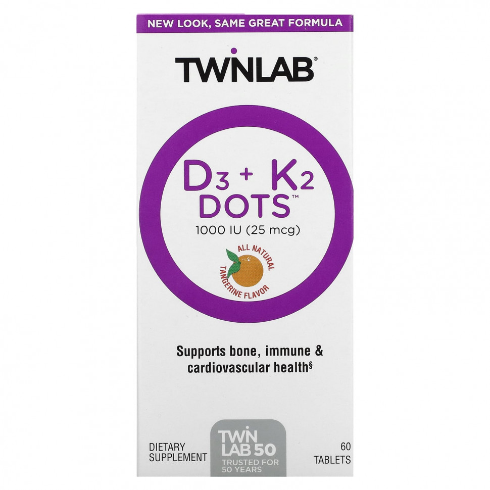   Twinlab, D3 Dots + K2,   , 1000  (25 ), 60     -     -,    