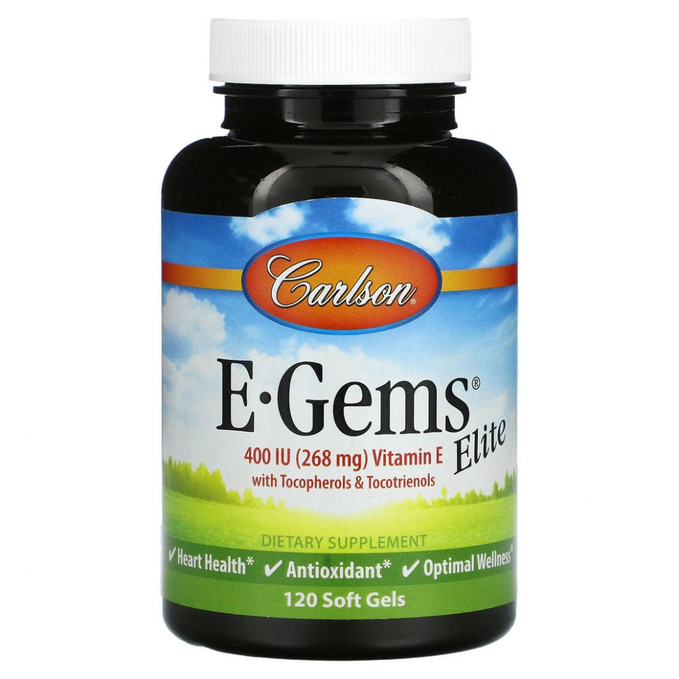   Carlson Labs, E-Gems Elite,  E, 268  (400 ), 120      -     -,    