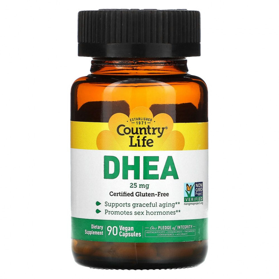   Country Life, DHEA, 25 mg, 90 Vegetarian Capsules    -     -,    