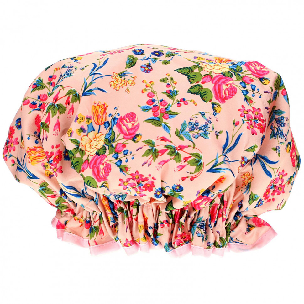   The Vintage Cosmetic Co., Shower Cap, Pink Floral Satin, 1 Count    -     -,    