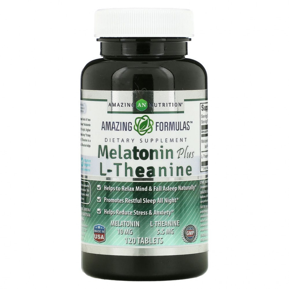   Amazing Nutrition, Melatonin Plus L-Theanine, 10 mg/5.5 mg, 120 Tablets    -     -,    