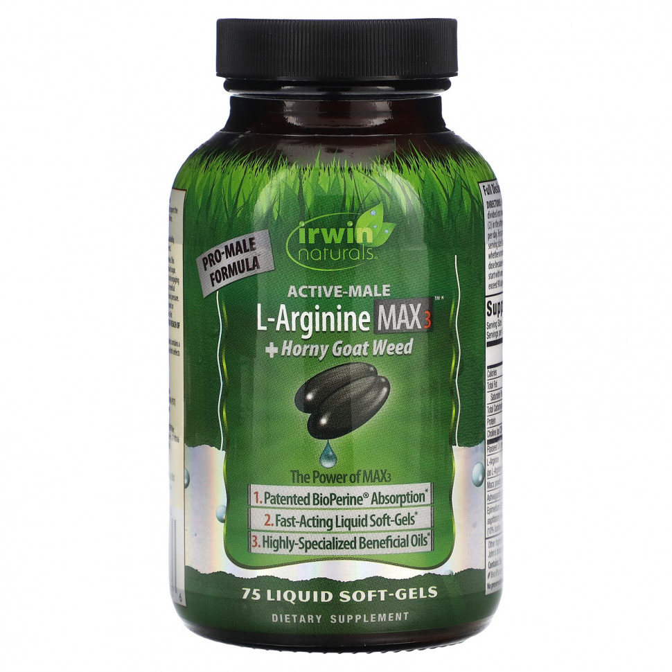   Irwin Naturals, Active-Male, L- Max3 + Horny Goat Weed, 75      -     -,    