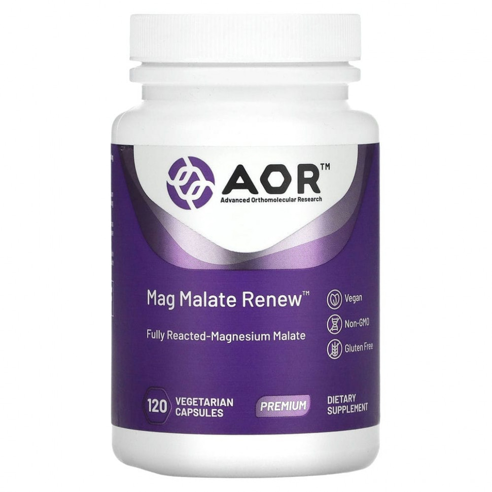   Advanced Orthomolecular Research AOR, Mag Malate Renew, 120      -     -,    