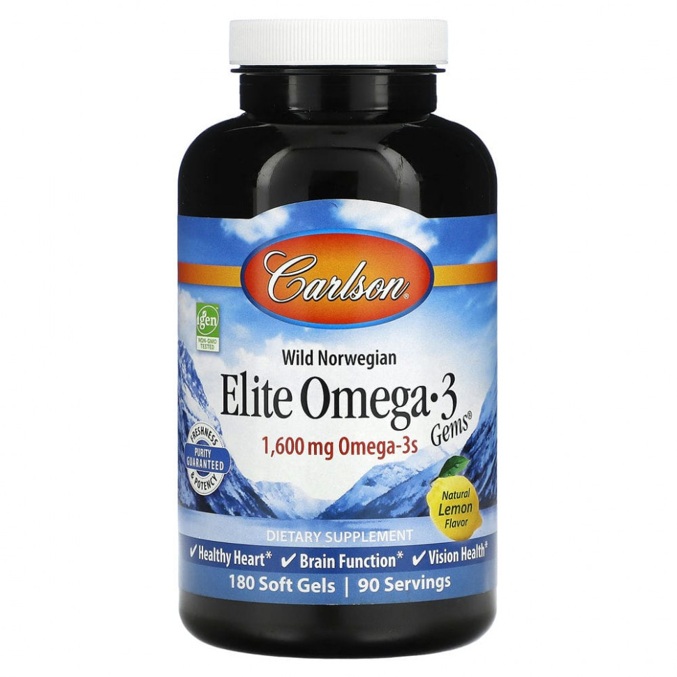   Carlson Labs, Wild Caught, Elite Omega-3 Gems,  -3 ,   , 800 , 180     -     -,    