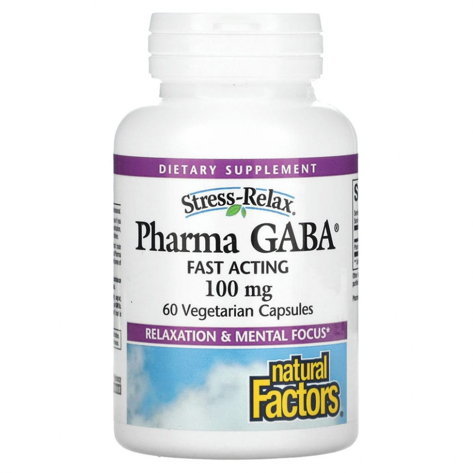   Natural Factors, Stress Relax, Pharma GABA, 100 , 60      -     -,    