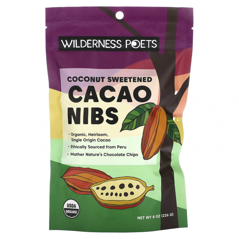   Wilderness Poets, Coconut Sweetened Cacao Nibs, 8 oz (226 g)    -     -,    