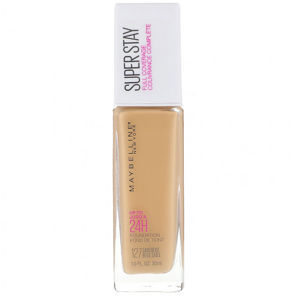   Maybelline, Super Stay, Full Coverage Foundation, 127 Sandy Beige, 1 fl oz (30 ml)    -     -,    