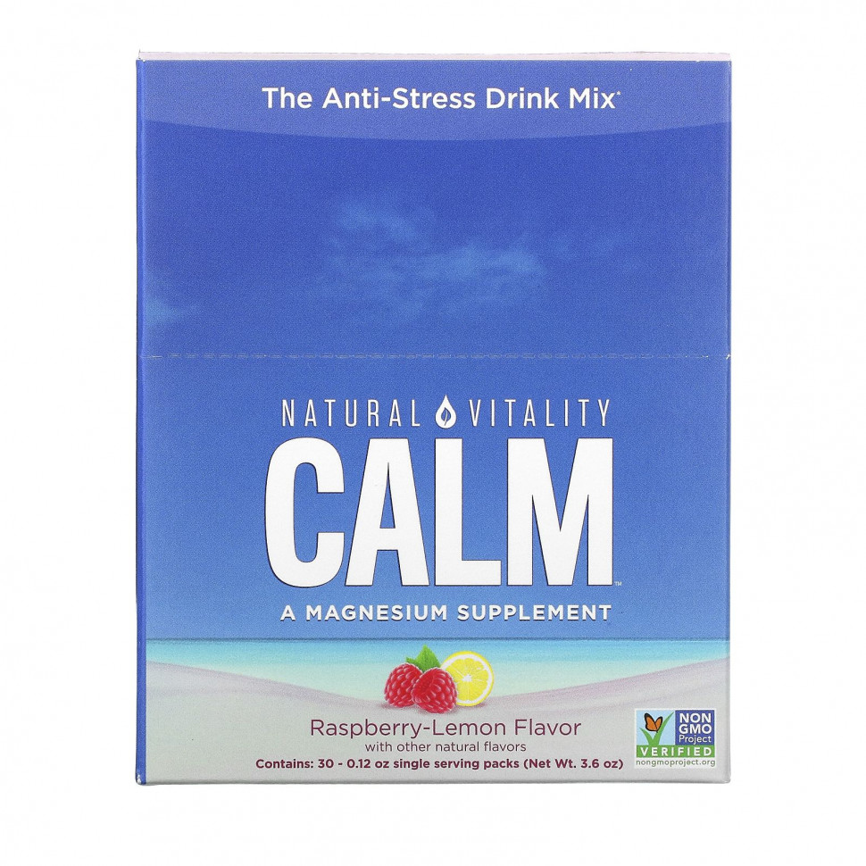   Natural Vitality, CALM, The Anti-Stress Drink Mix, Raspberry-Lemon Flavor, 30 Single Serving Packs, 0.12 oz (3.3 g)    -     -,    