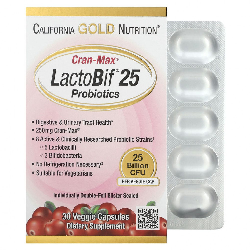   California Gold Nutrition, Lactobif, Cran-Max, , 25  , 30      -     -,    