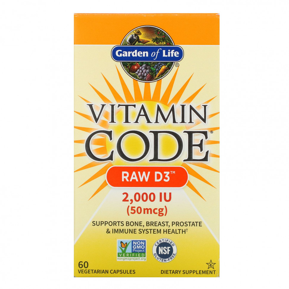   Garden of Life, Vitamin Code, RAW D3, 50  (2000 ), 60      -     -,    