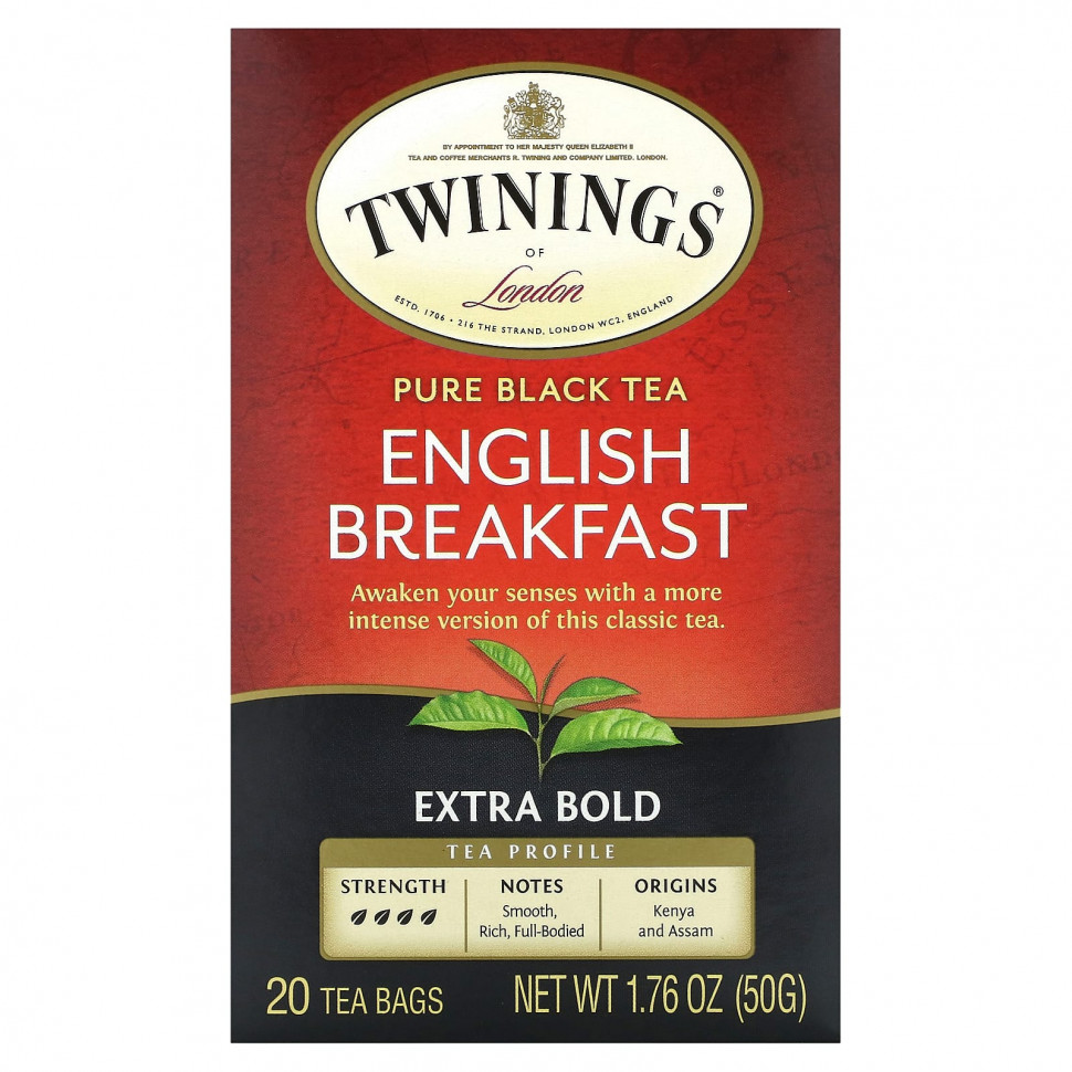   Twinings, Pure Black Tea, English Breakfast, Extra Bold, 20  , 50  (1,76 )    -     -,    