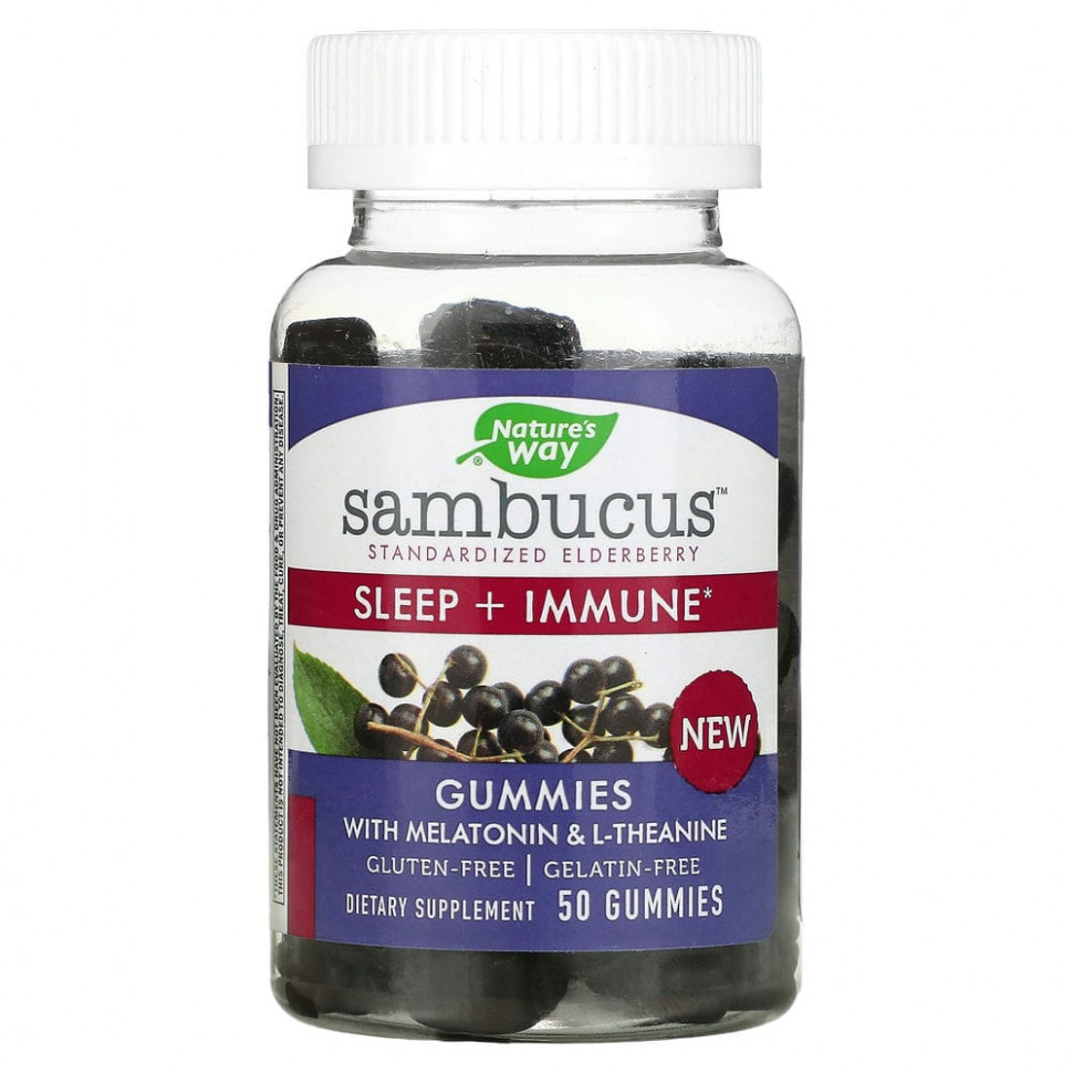   Nature's Way, Sambucus, Sleep + Immune, 50 Gummies    -     -,    