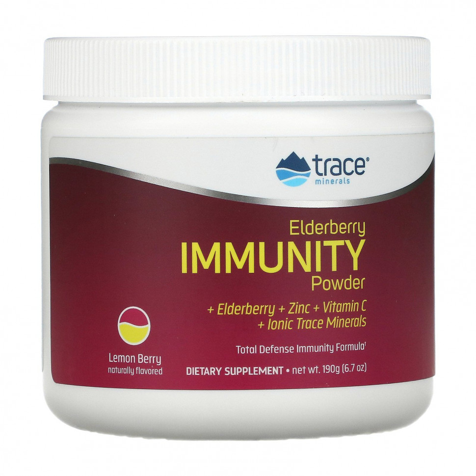   Trace Minerals , Elderberry Immmunity Powder, Lemon Berry, 6.7 oz (190 g)    -     -,    