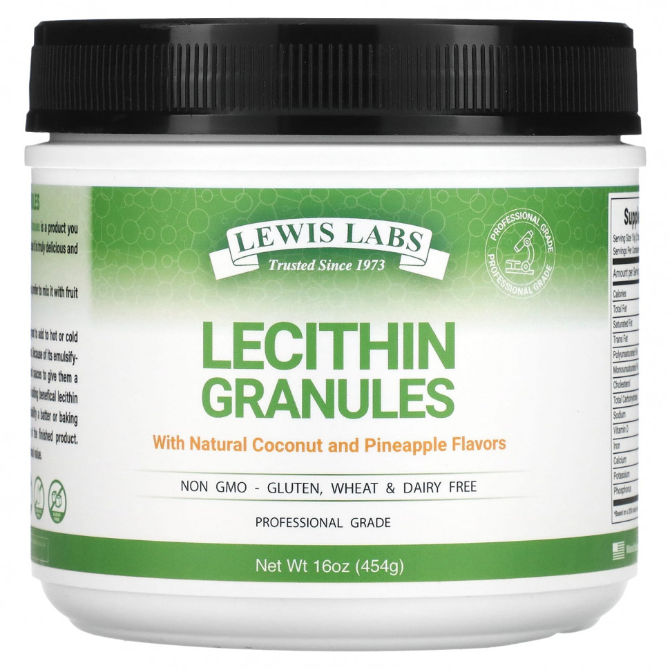   Lewis Labs, Lecithin Granules, Natural Coconut and Pineapple, 16 oz (454 g)    -     -,    