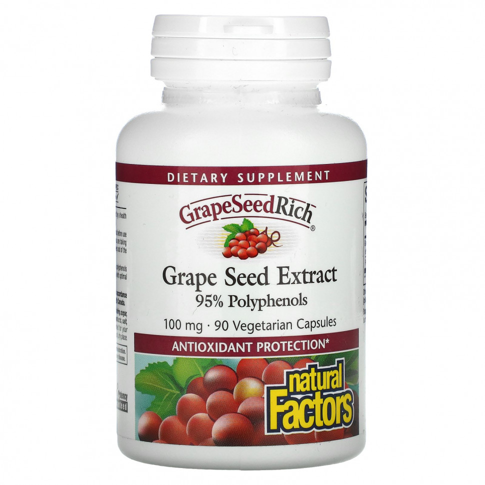   Natural Factors, GrapeSeedRich,   , 100 , 90      -     -,    