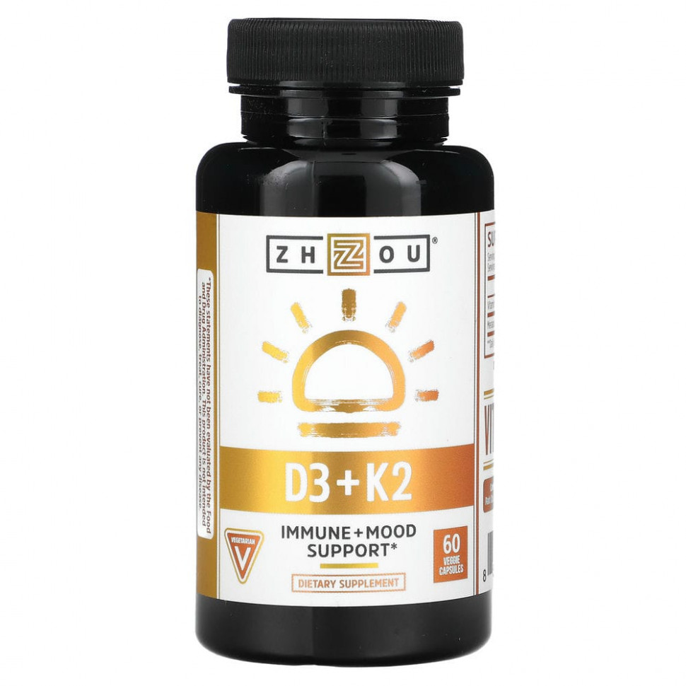   Zhou Nutrition, K2 + D3,  2--1, 60      -     -,    