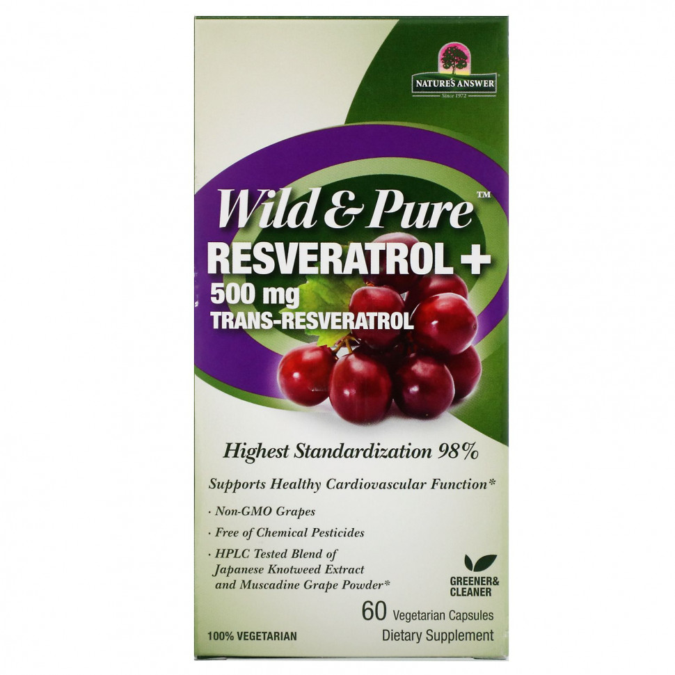   Genceutic Naturals, Wild & Pure Resveratrol+, 500 , 60      -     -,    