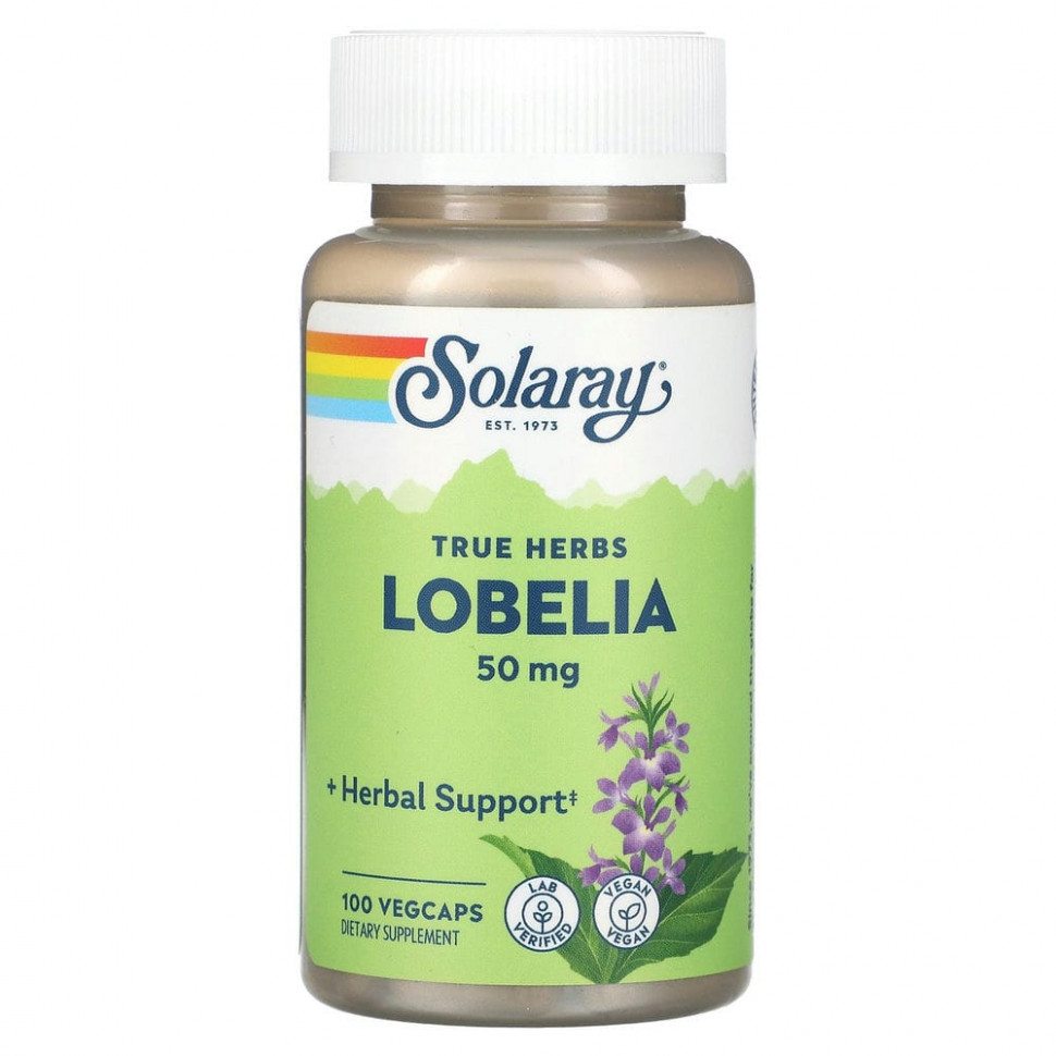   Solaray, True Herbs, Lobelia, 50 mg , 100 VegCaps    -     -,    