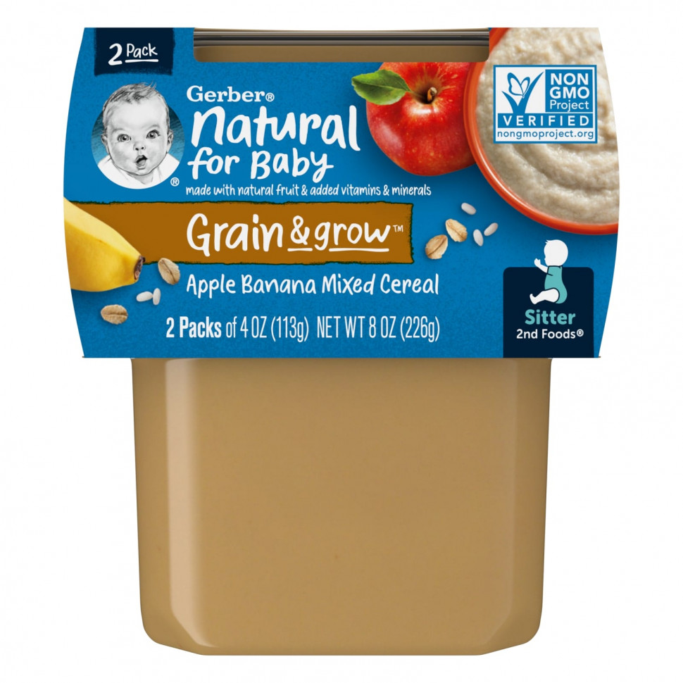   Gerber, Natural for Baby, Grain & Grow, 2nd Foods,      , 2   113  (4 )    -     -,    