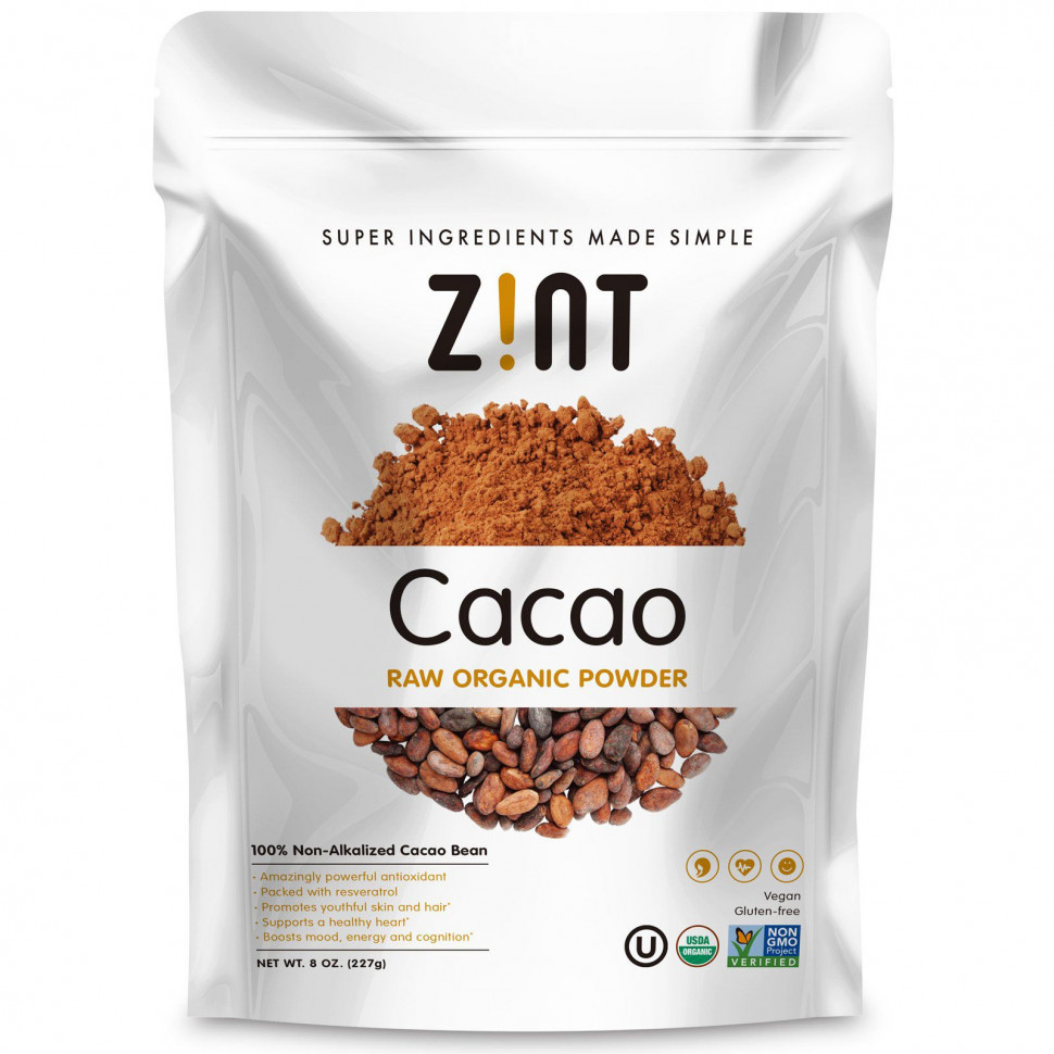   Zint, Cacao Raw Organic Powder, 8 oz (227 g)    -     -,    