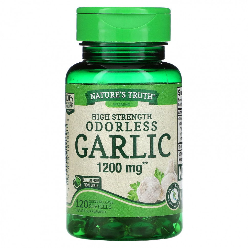   Nature's Truth, Odorless Garlic, High Strength , 1,200 mg, 120 Quick Release Softgels    -     -,    