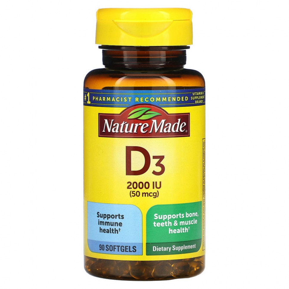   Nature Made, Vitamin D3, 50 mcg, 90 Softgels    -     -,    