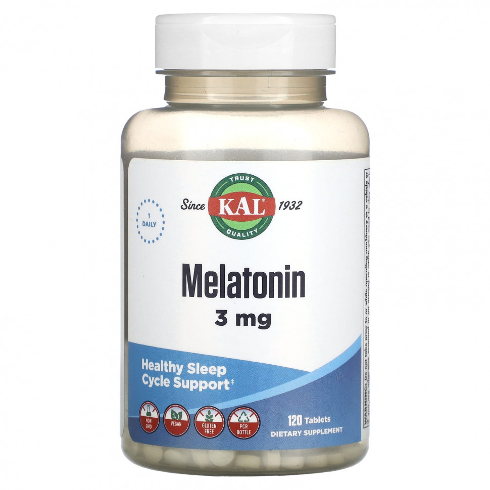   KAL, Malatonin, 3 mg, 120 Tablets    -     -,    