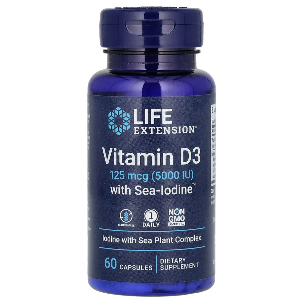   Life Extension,  D3  Sea-Iodine, 125  (5000 ), 60     -     -,    