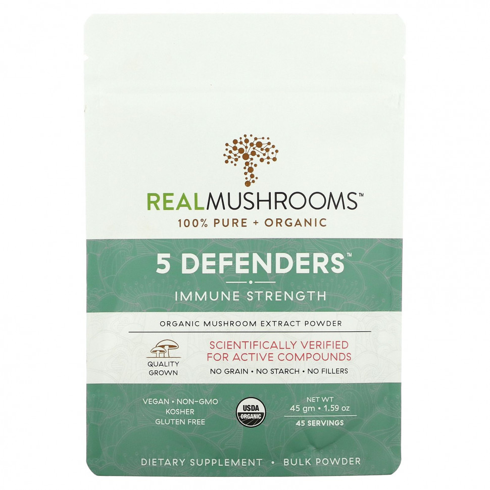   Real Mushrooms, Organic, 5 Defenders,  , 45  (1,59 )    -     -,    