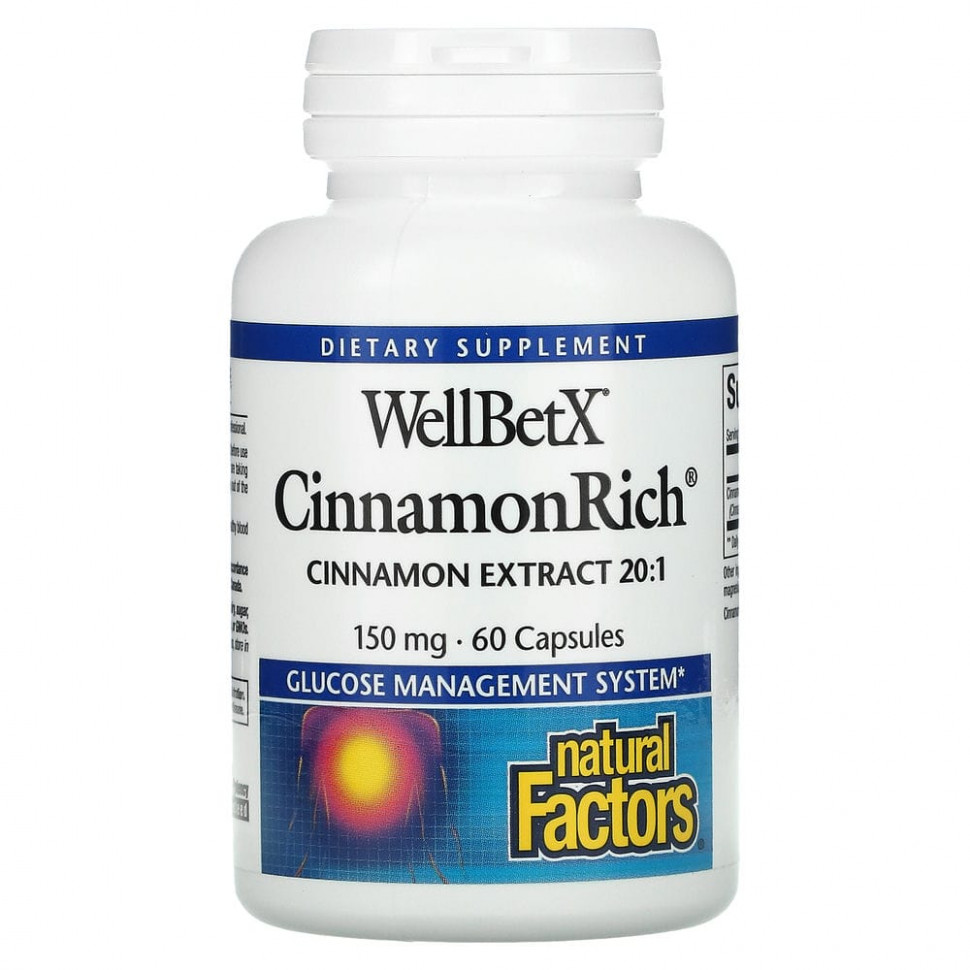   Natural Factors, WellBetX, CinnamonRich, 150 , 60     -     -,    