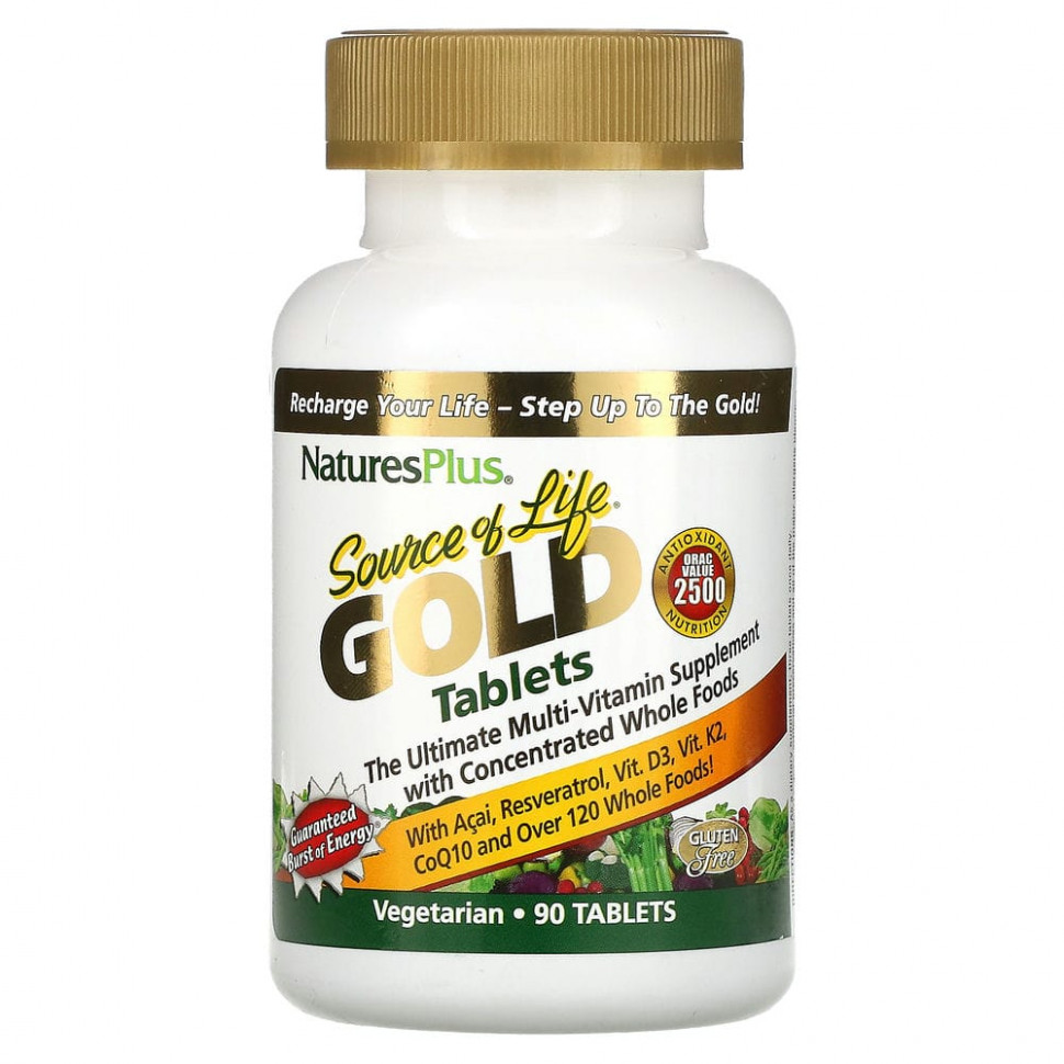   NaturesPlus, Source of Life Gold, The Ultimate Multi-Vitamin Supplement, 90     -     -,    