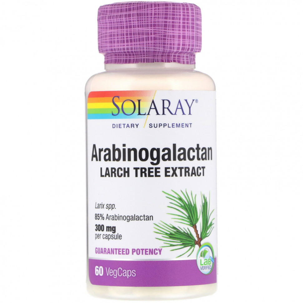   Solaray, Arabinogalactan Leaf Extract, 300 mg, 60 Vegcaps    -     -,    